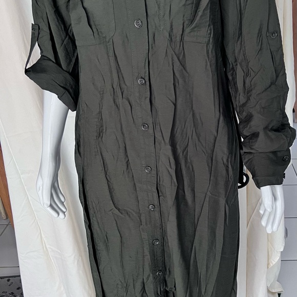 NWT Banana Republic Shirt dress button down, w belt, pockets & bust pockets Sz L - Picture 9 of 11